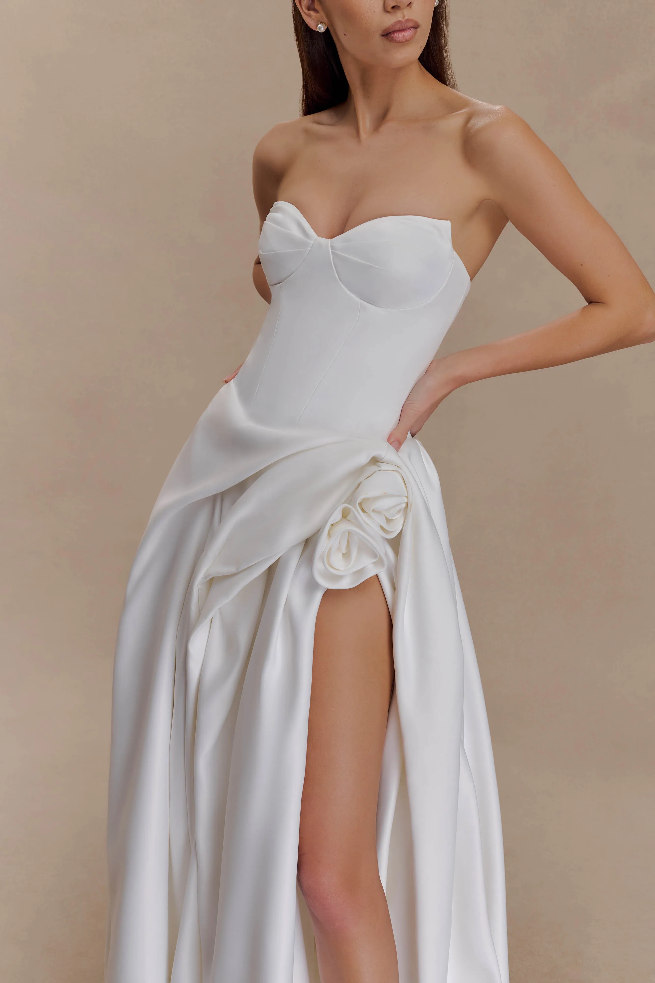 Elizabeth Strapless Corset Maxi Dress - White sold by Meshki product image thumbnail 5