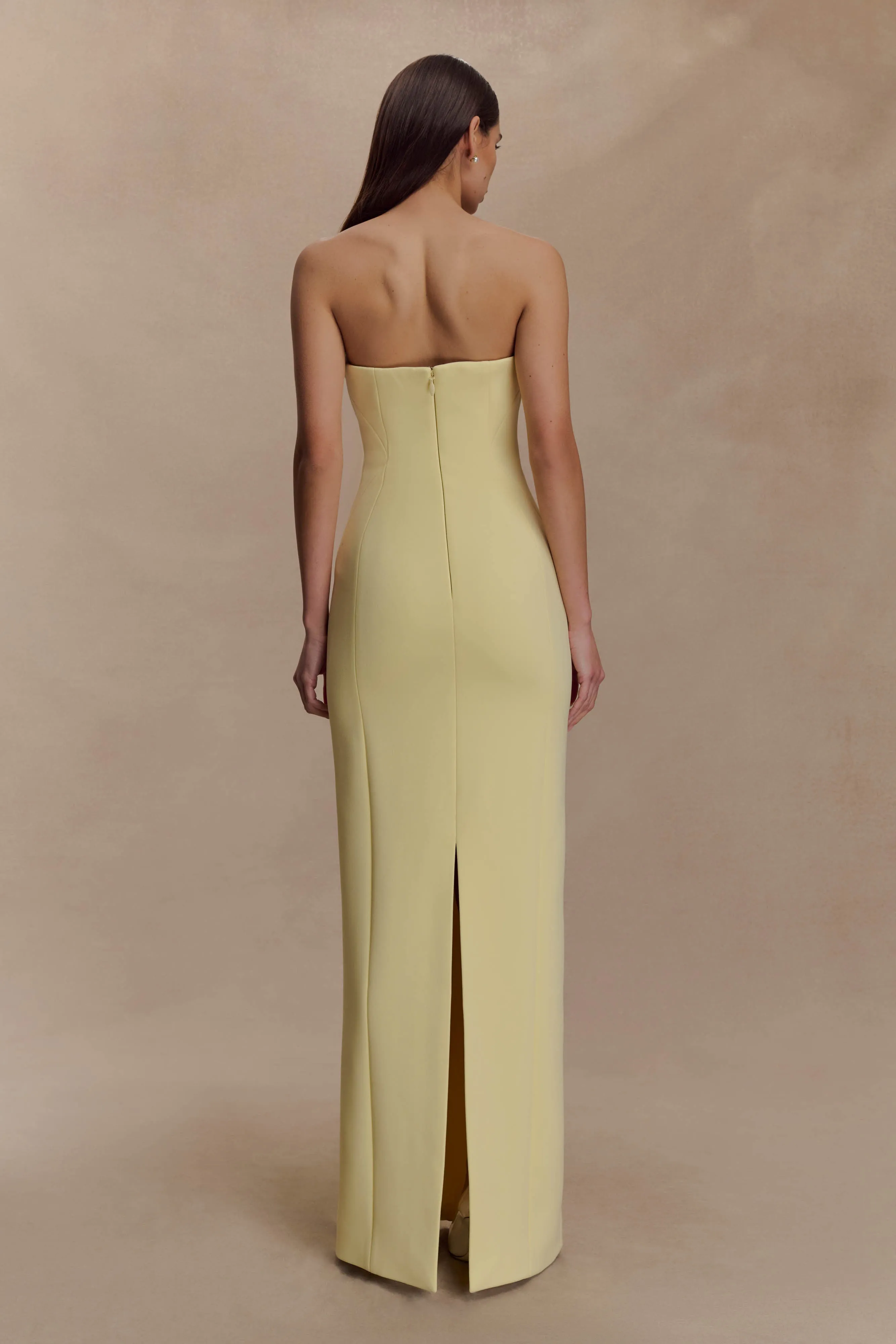 Kalila Strapless Crepe Maxi Dress - Lemon sold by Meshki product image thumbnail 2