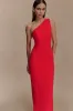 Milena One Shoulder Crepe Maxi Dress - Red sold by Meshki