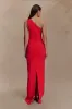 Milena One Shoulder Crepe Maxi Dress - Red sold by Meshki