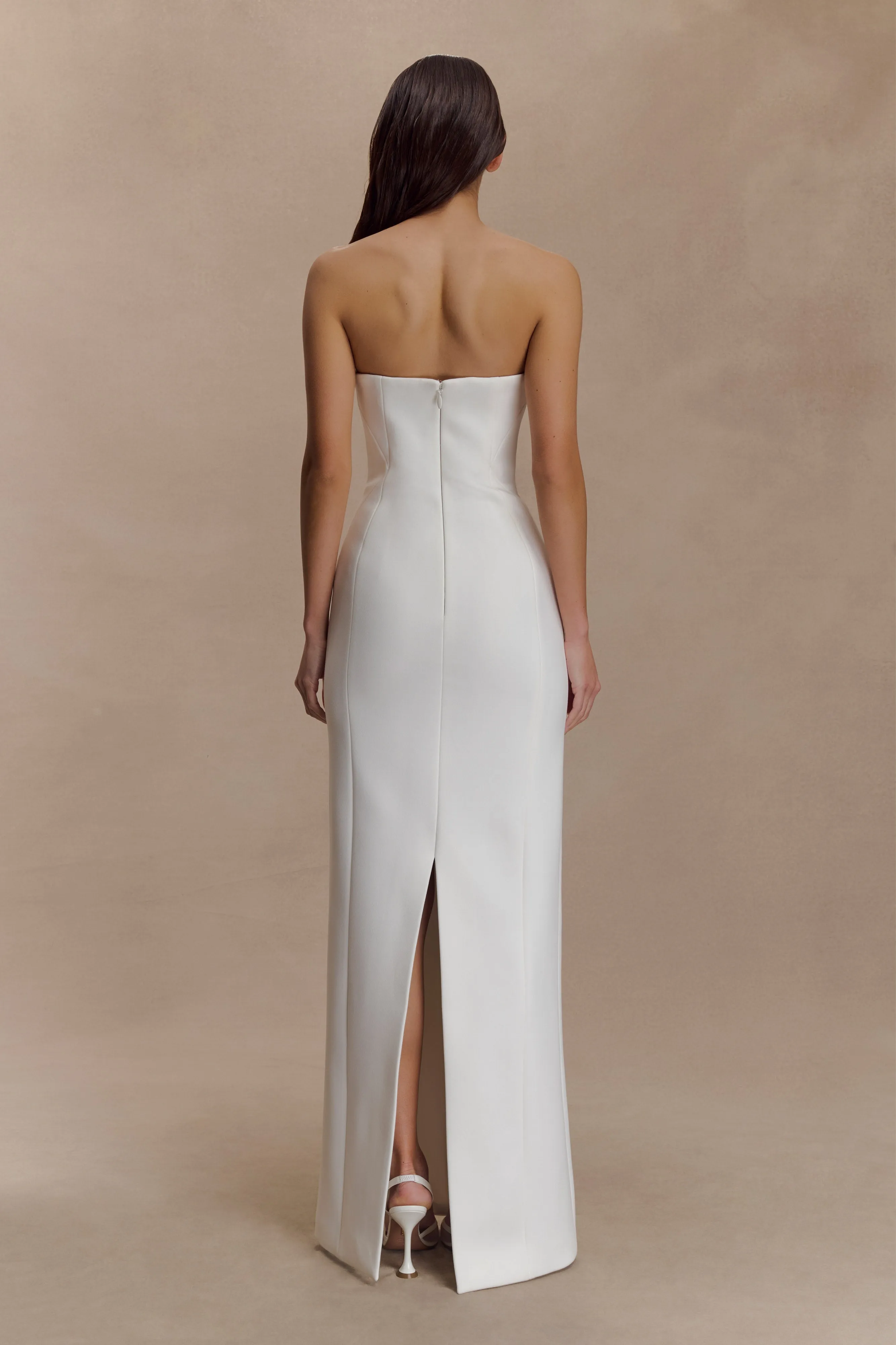 Kalila Strapless Crepe Maxi Dress - White sold by Meshki product image thumbnail 4