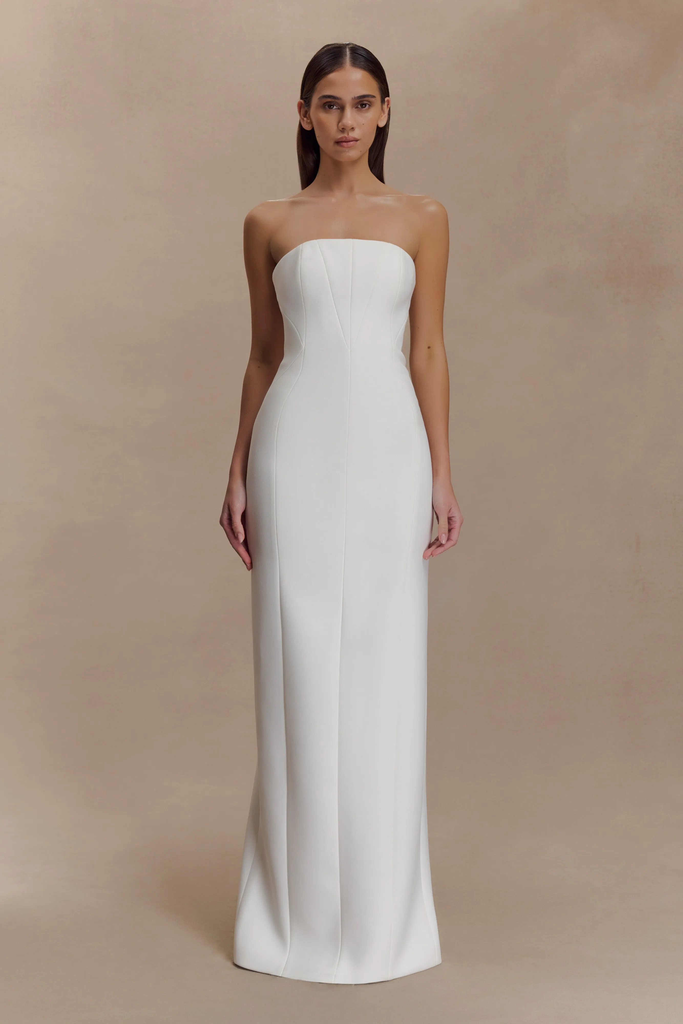 Kalila Strapless Crepe Maxi Dress - White sold by Meshki product image thumbnail 3