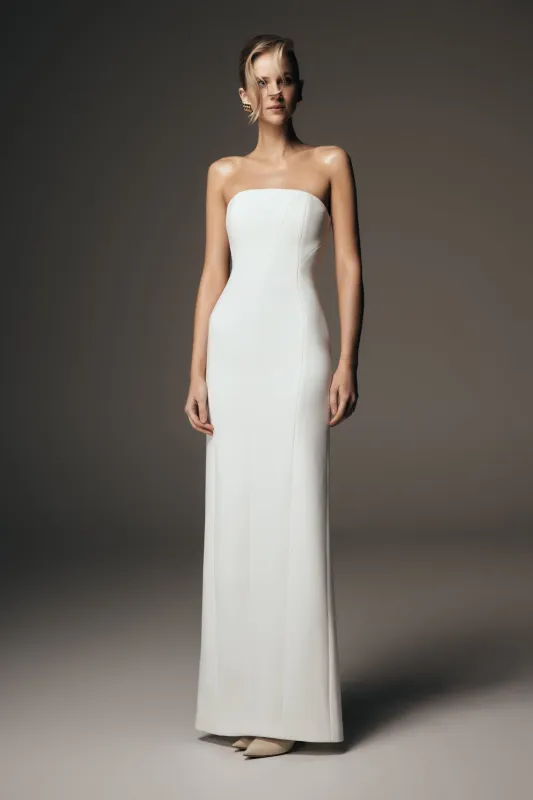 Kalila Strapless Crepe Maxi Dress - White sold by Meshki