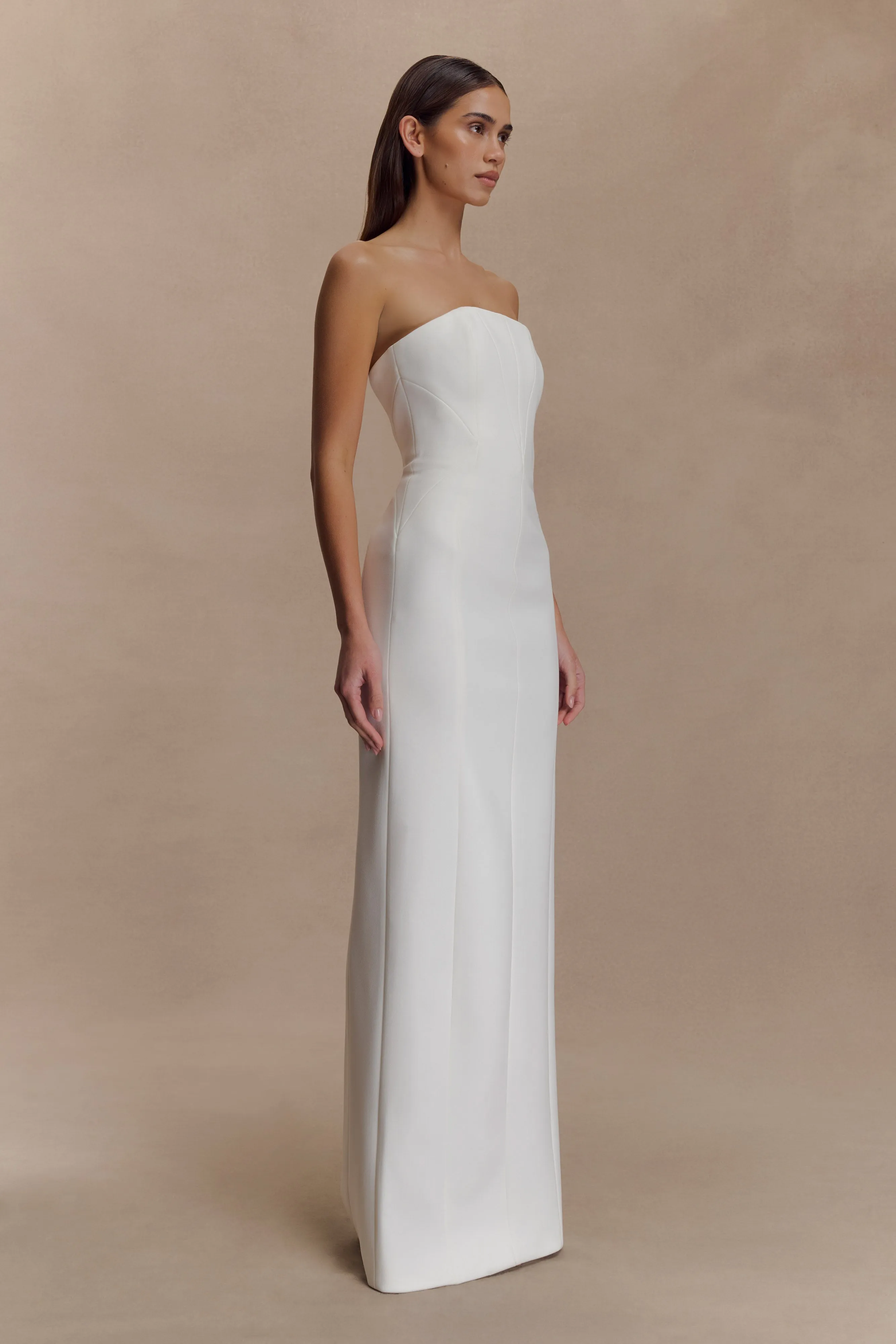 Kalila Strapless Crepe Maxi Dress - White sold by Meshki product image thumbnail 5