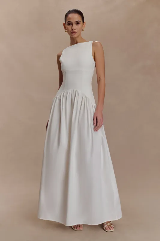 Acacia Contrast Sleeveless Maxi Dress - White sold by Meshki
