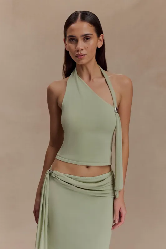 Xanthia Knit Halter Top - Pastel Green sold by Meshki