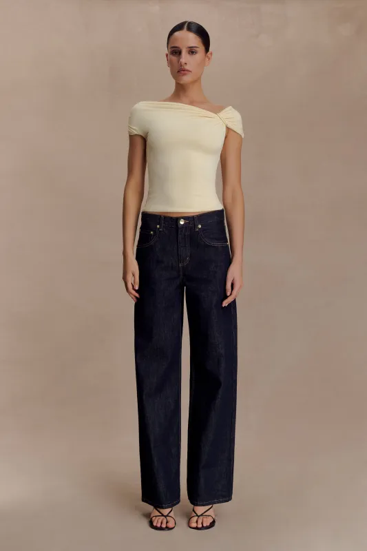 Kinsley Slinky Top With Hardware - Pale Lemon sold by Meshki