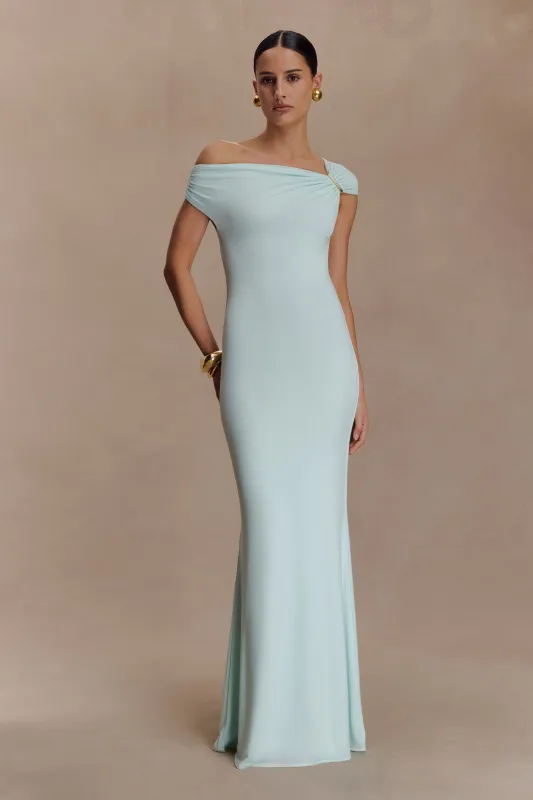 Kinsley Slinky Maxi Dress With Hardware - Lagoon sold by Meshki