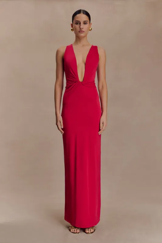 Stella Draped Slinky Maxi Dress - Fuchsia Pink sold by Meshki