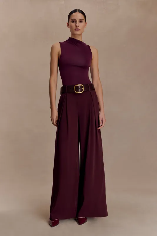 Hadleigh Sleeveless Slinky Top - Burgundy sold by Meshki