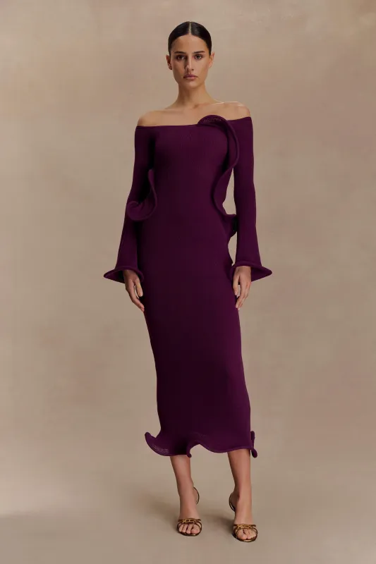 Sandrine Off Shoulder Knit Maxi Dress - Plum sold by Meshki