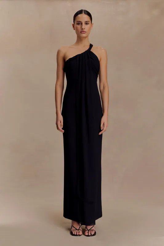 Philippa Knotted Crepe Maxi Dress - Black made by Meshki