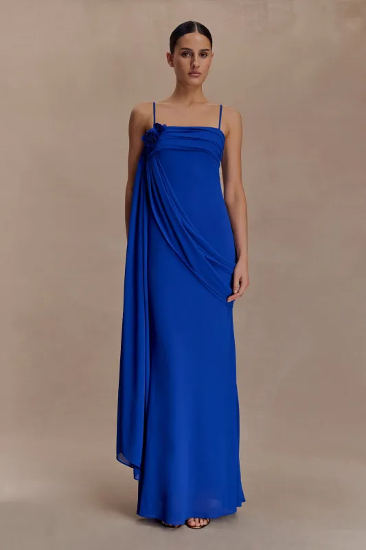 Leena Chiffon Maxi Dress - Cobalt sold by Meshki