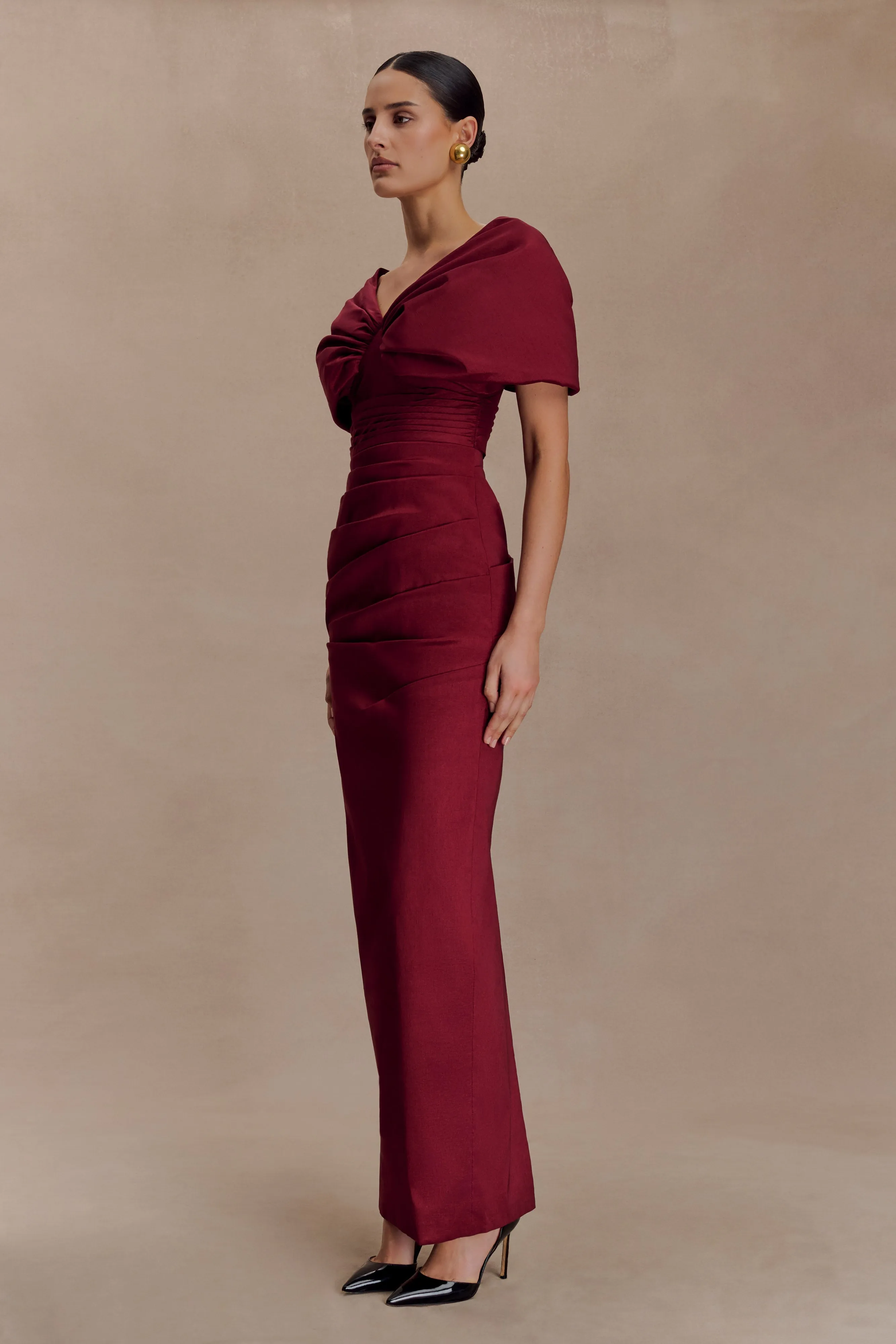 Thelma Bardot Maxi Dress - Wine sold by Meshki product image thumbnail 4