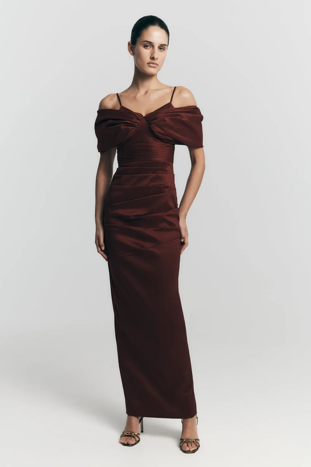 Thelma Bardot Maxi Dress - Wine sold by Meshki product image thumbnail 2