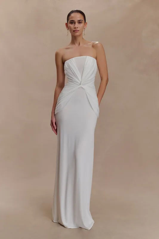 Mirren Strapless Slinky Maxi Dress - White sold by Meshki