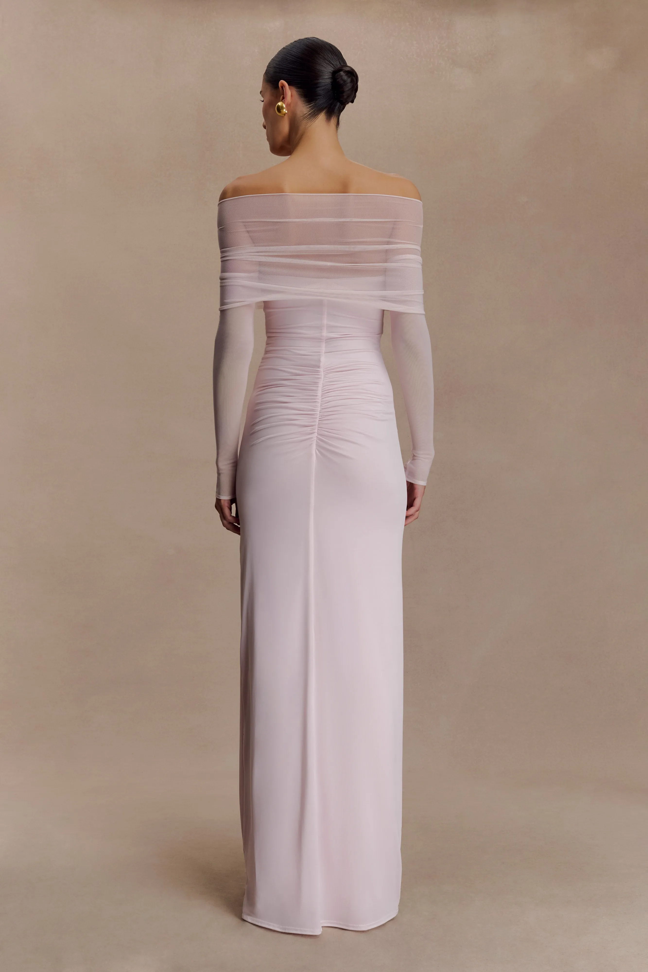 Rafaella Slinky And Mesh Maxi Dress - Pale Pink sold by Meshki product image thumbnail 2