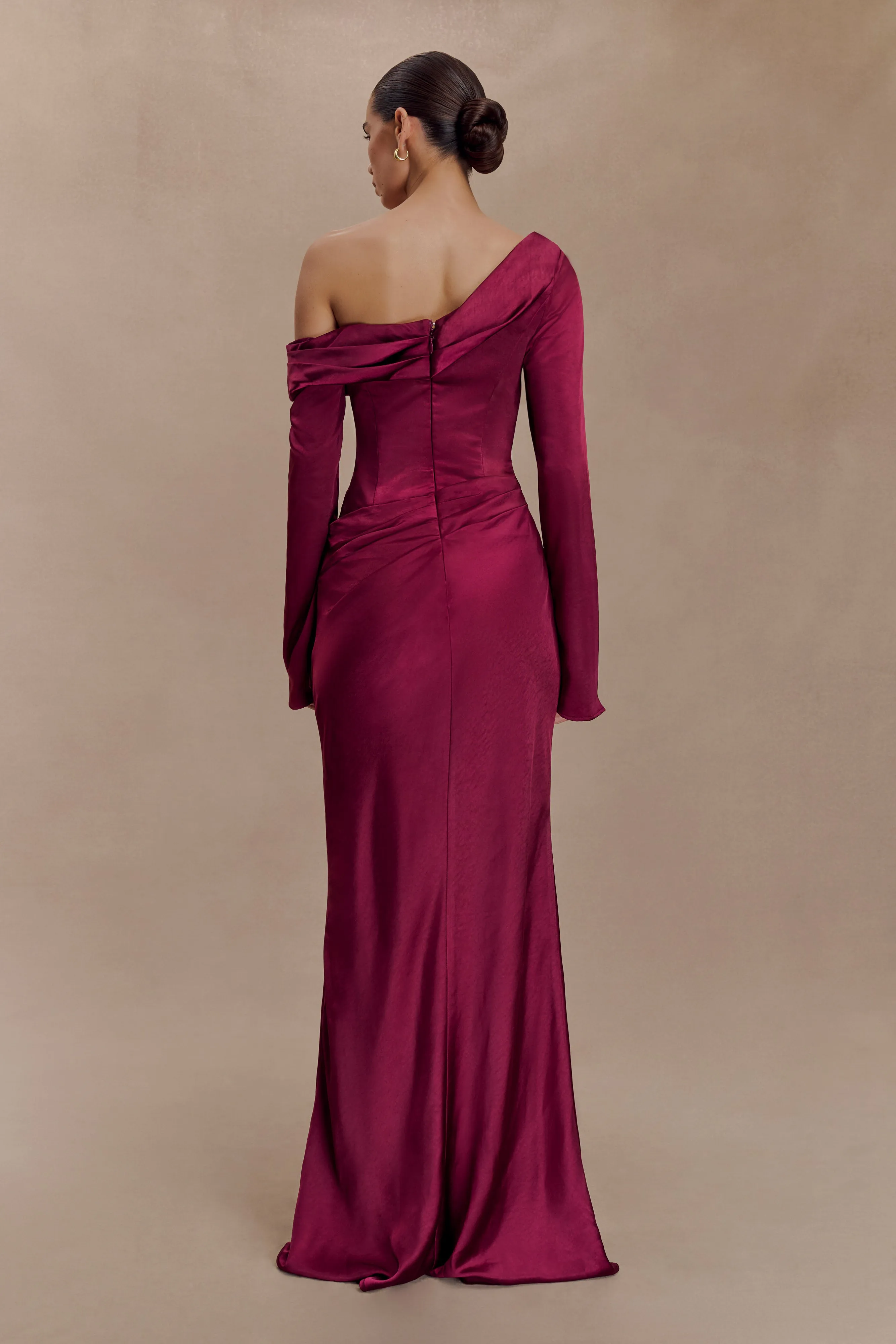 Iris Long Sleeve Satin Maxi Dress - Mahogany sold by Meshki product image thumbnail 2