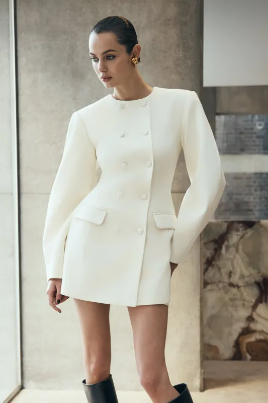 Beatrice Blazer Mini Dress - Ivory sold by Meshki