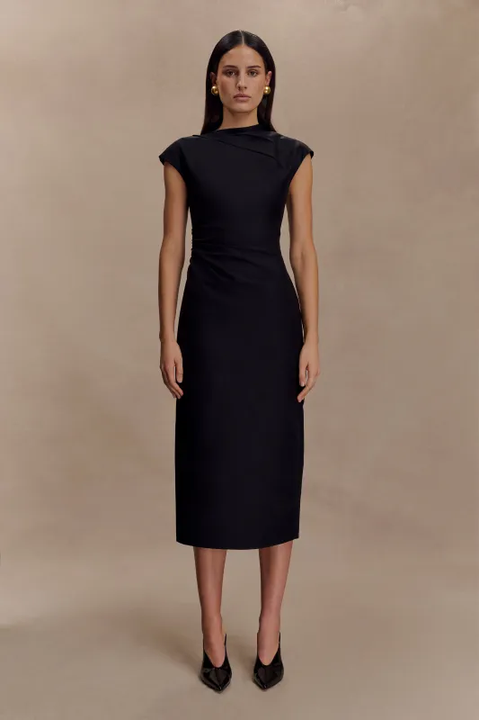Lorena Cotton Midi Dress - Black sold by Meshki