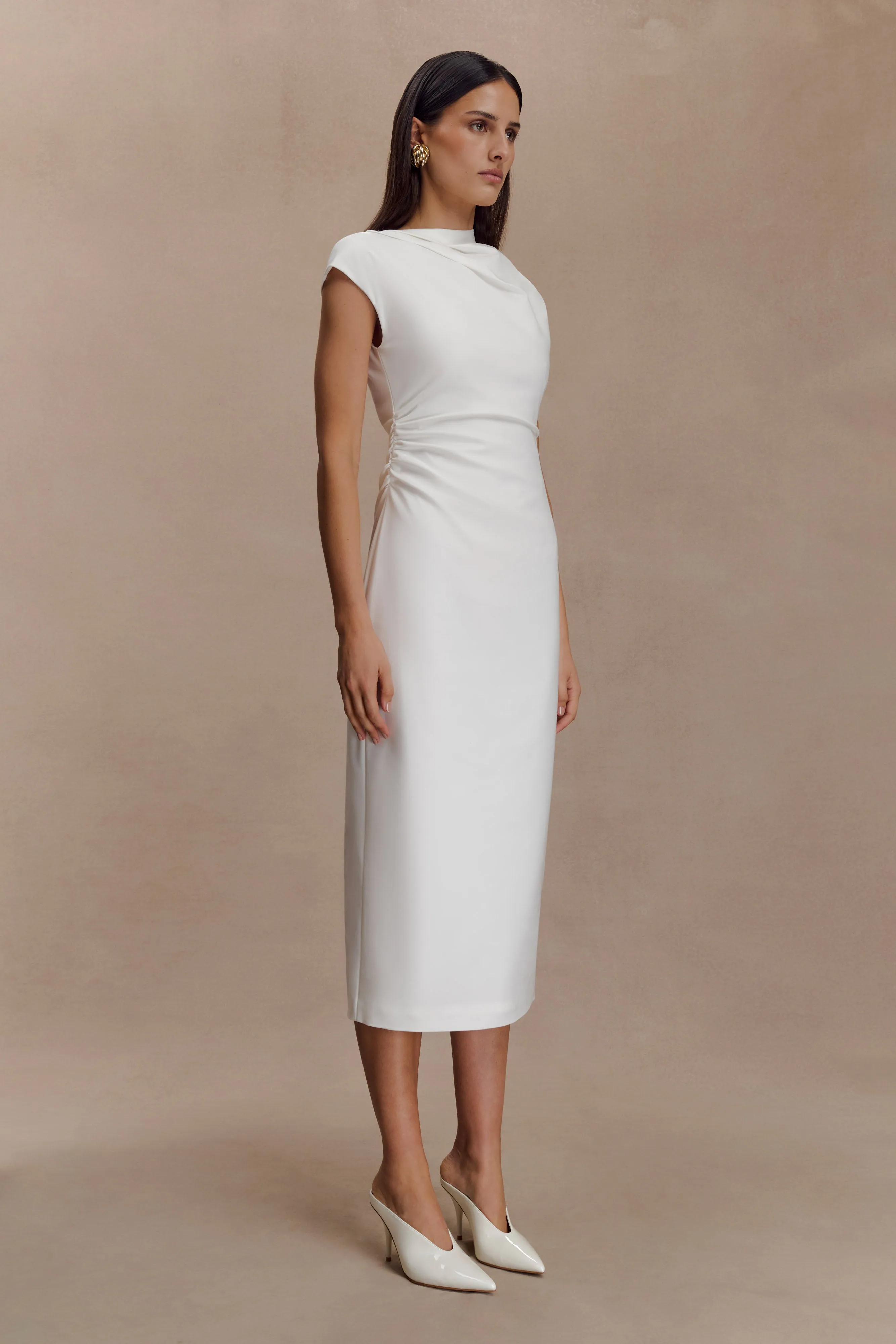 Lorena Cotton Midi Dress - White sold by Meshki product image thumbnail 4