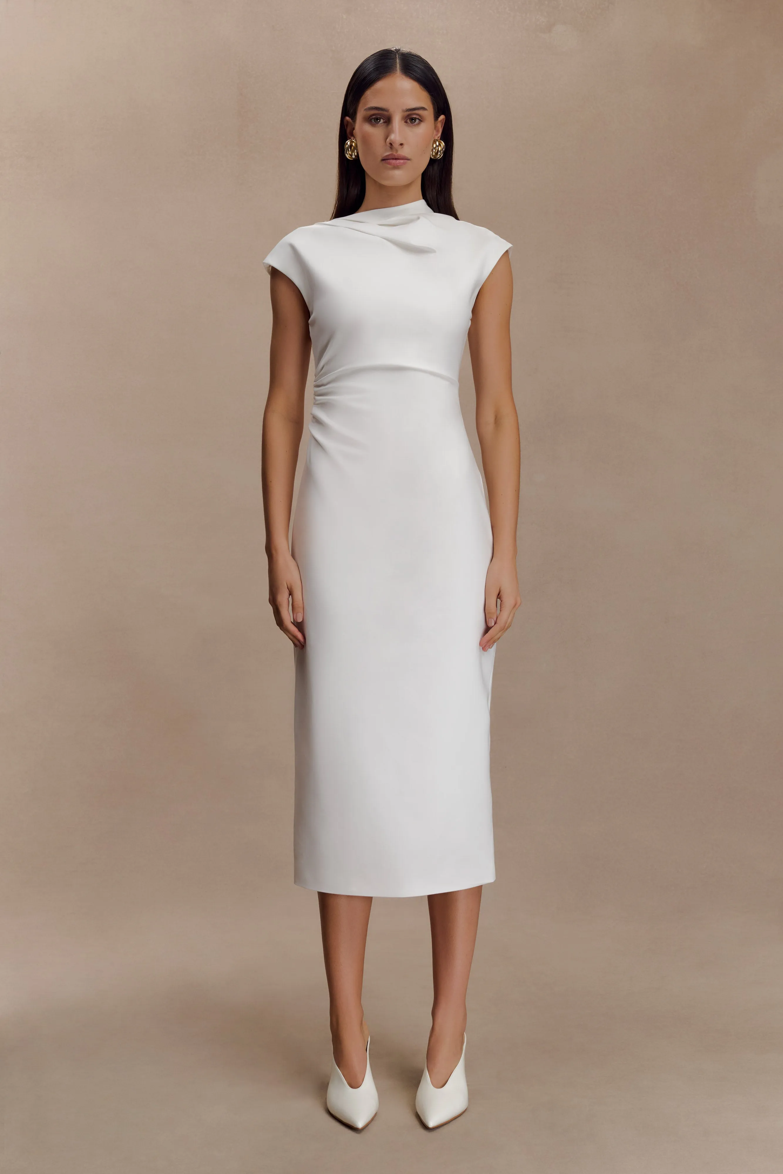 Lorena Cotton Midi Dress - White sold by Meshki