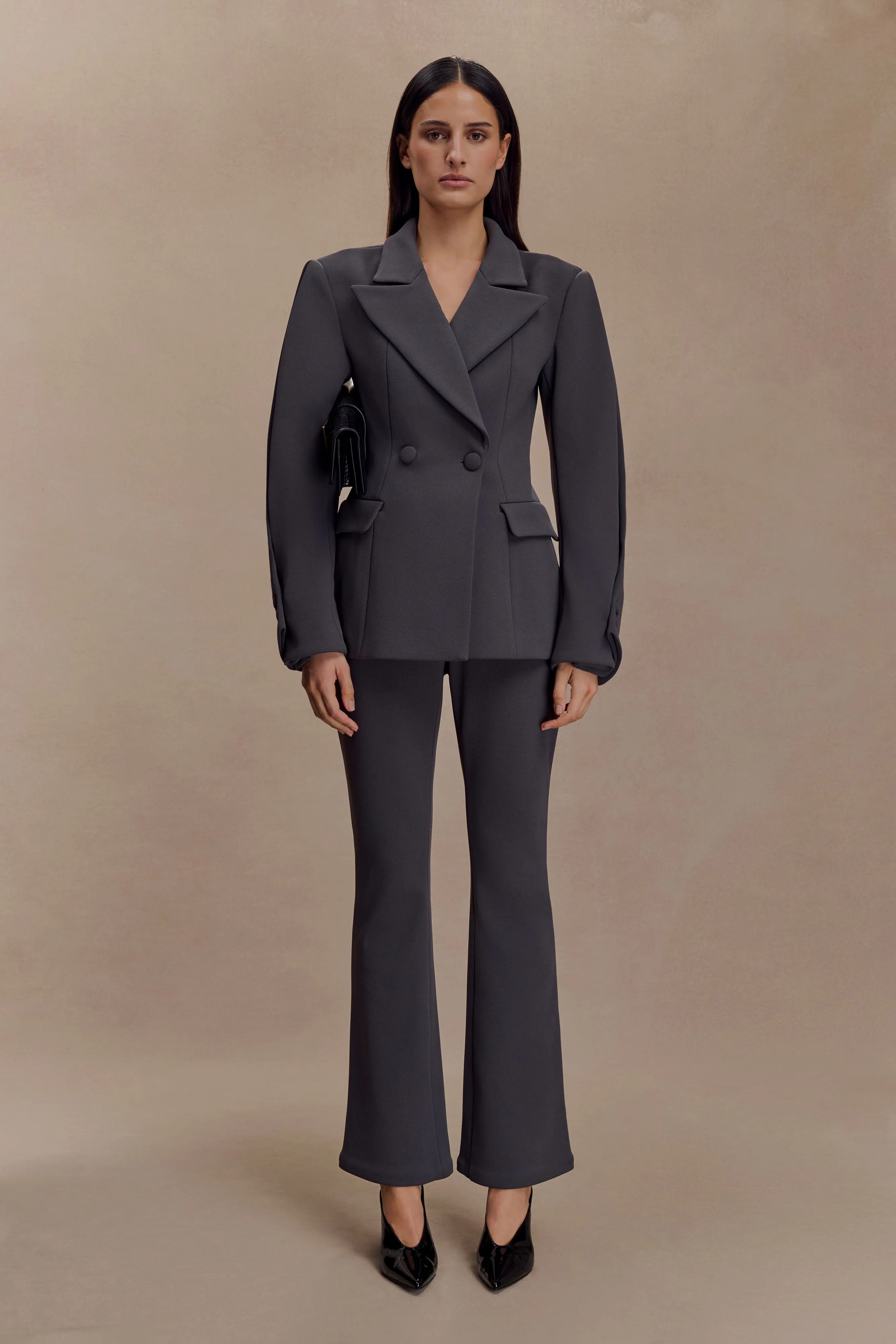 Marion Fit And Flare Pant - Charcoal Shadow sold by Meshki product image thumbnail 4