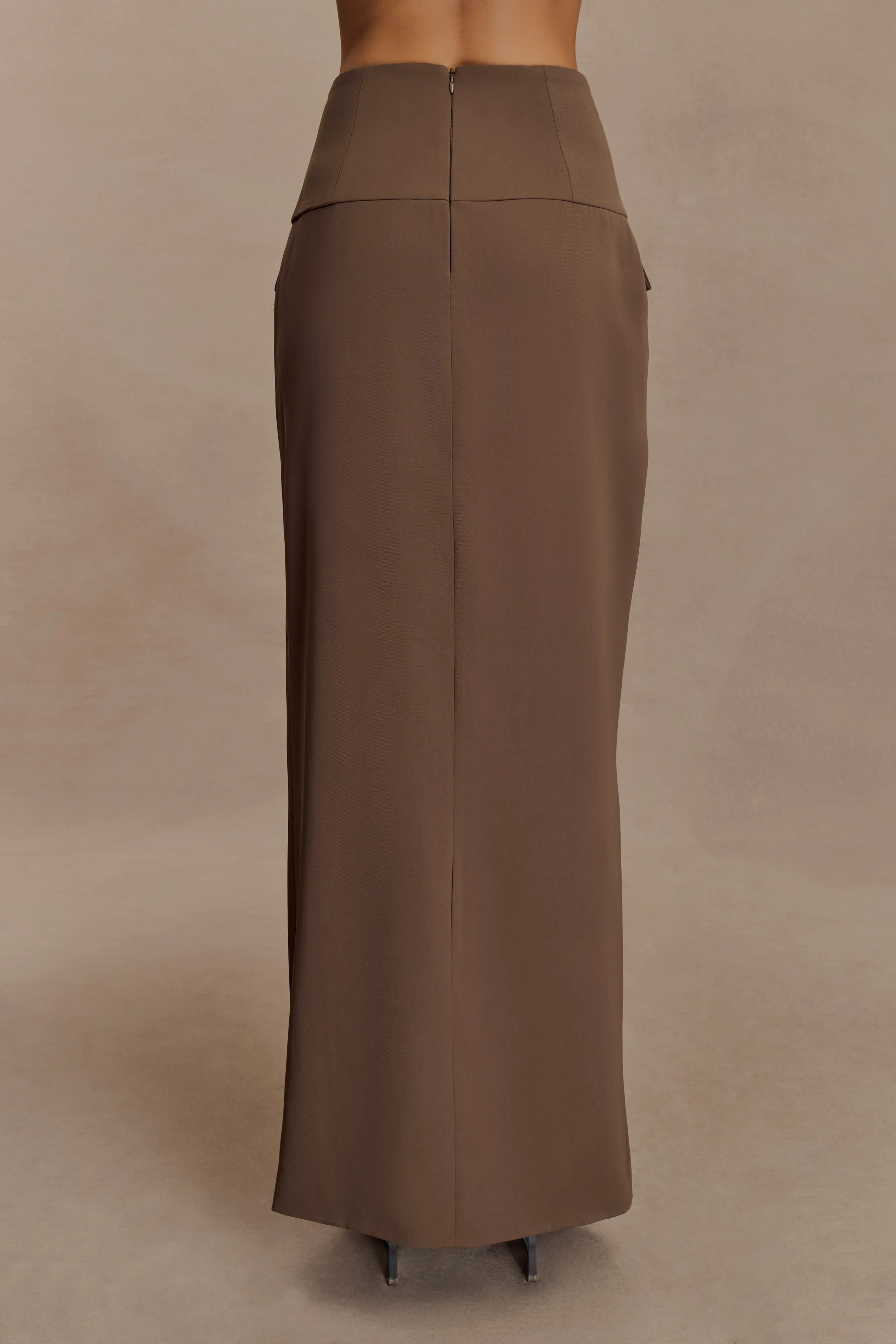Cassie Column Maxi Skirt - Cacao Brown sold by Meshki product image thumbnail 5