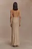 Harriet Halter Neck Diamante Maxi Dress - Sandy Gold sold by Meshki