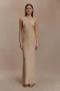 Harriet Halter Neck Diamante Maxi Dress - Sandy Gold sold by Meshki