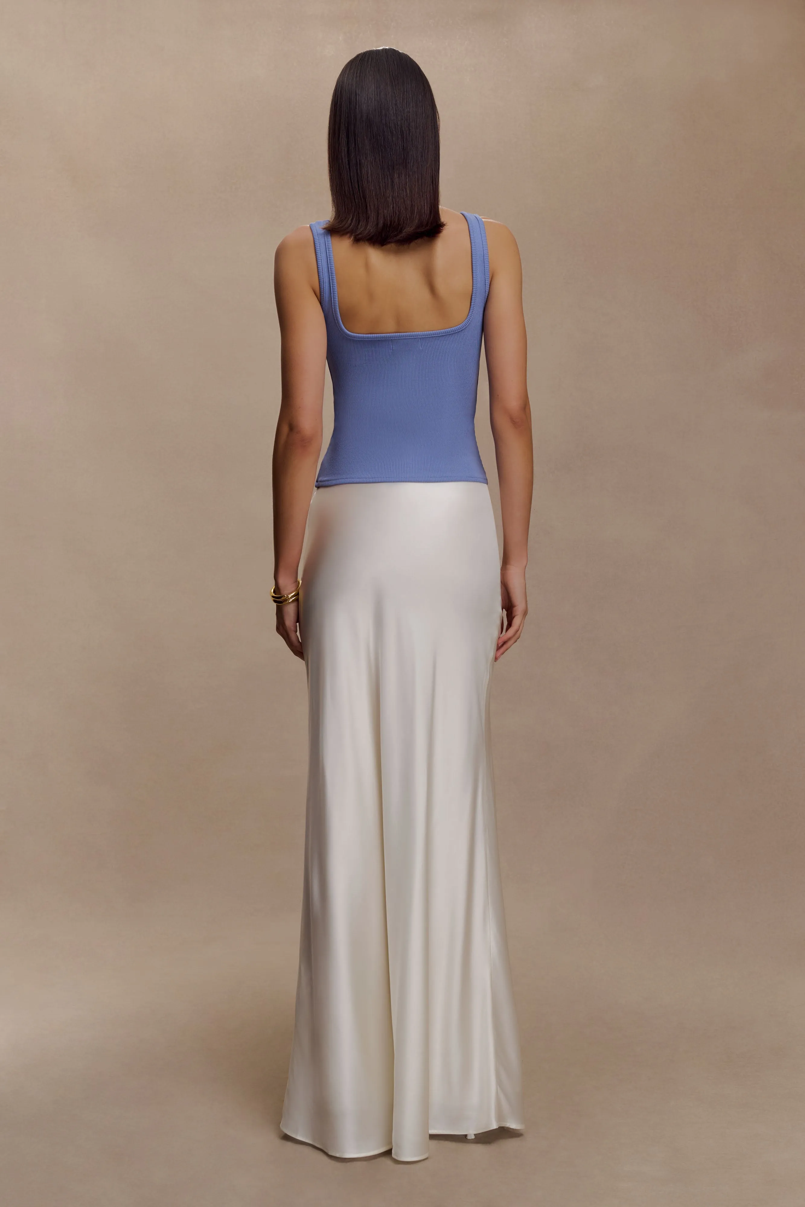 Aisling Ribbed Square Neck Sleeveless Top - Cornflower Blue sold by Meshki product image thumbnail 5