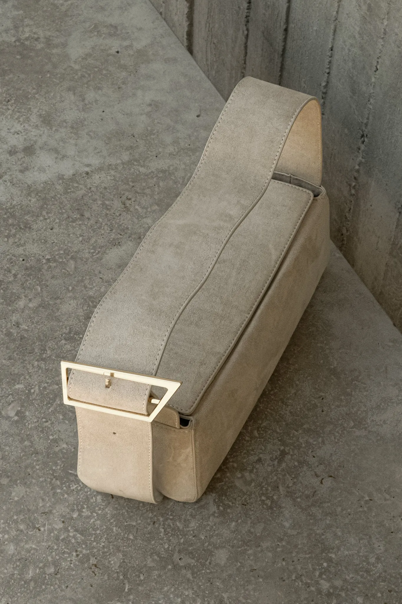 Maria Faux Suede Shoulder Bag - Stone sold by Meshki product image thumbnail 3