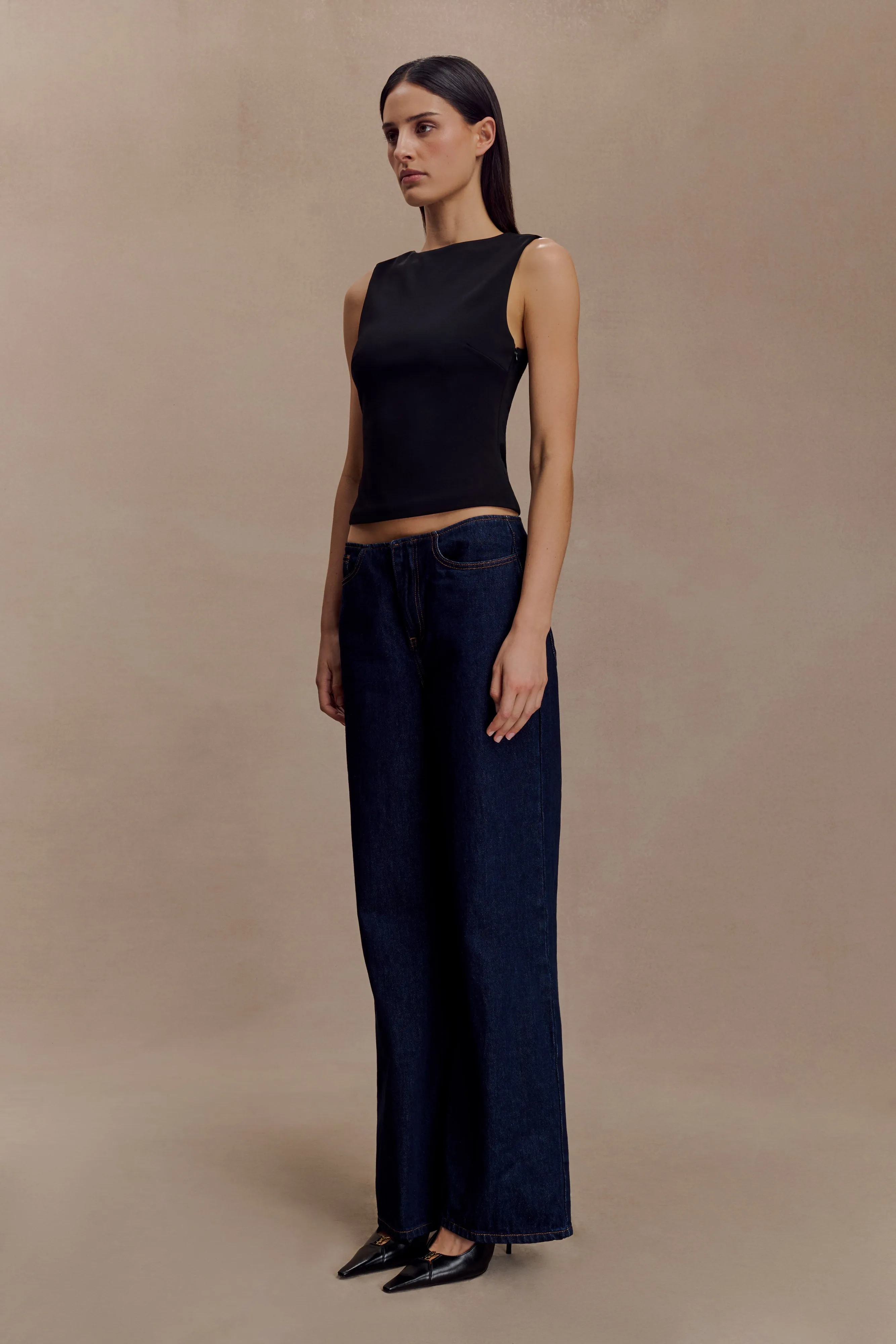 Kyra Open Back Scuba Crepe Top - Black sold by Meshki product image thumbnail 4