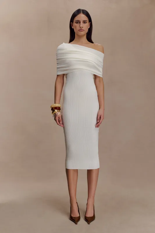 Zandie Cashmere Blend Knit Midi Dress - Ivory sold by Meshki