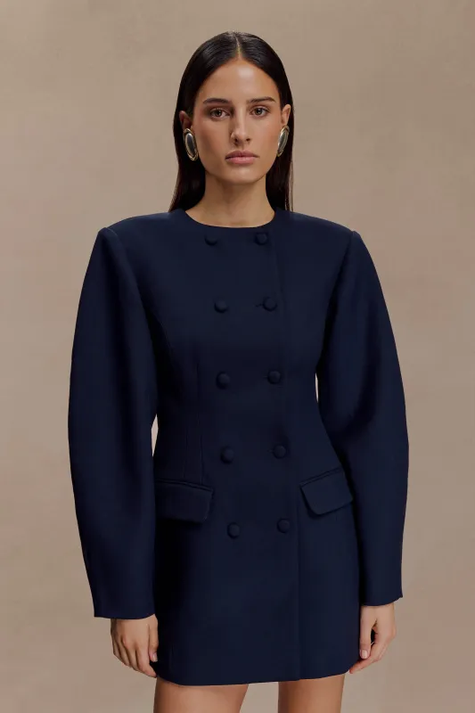 Beatrice Blazer Mini Dress - Navy sold by Meshki