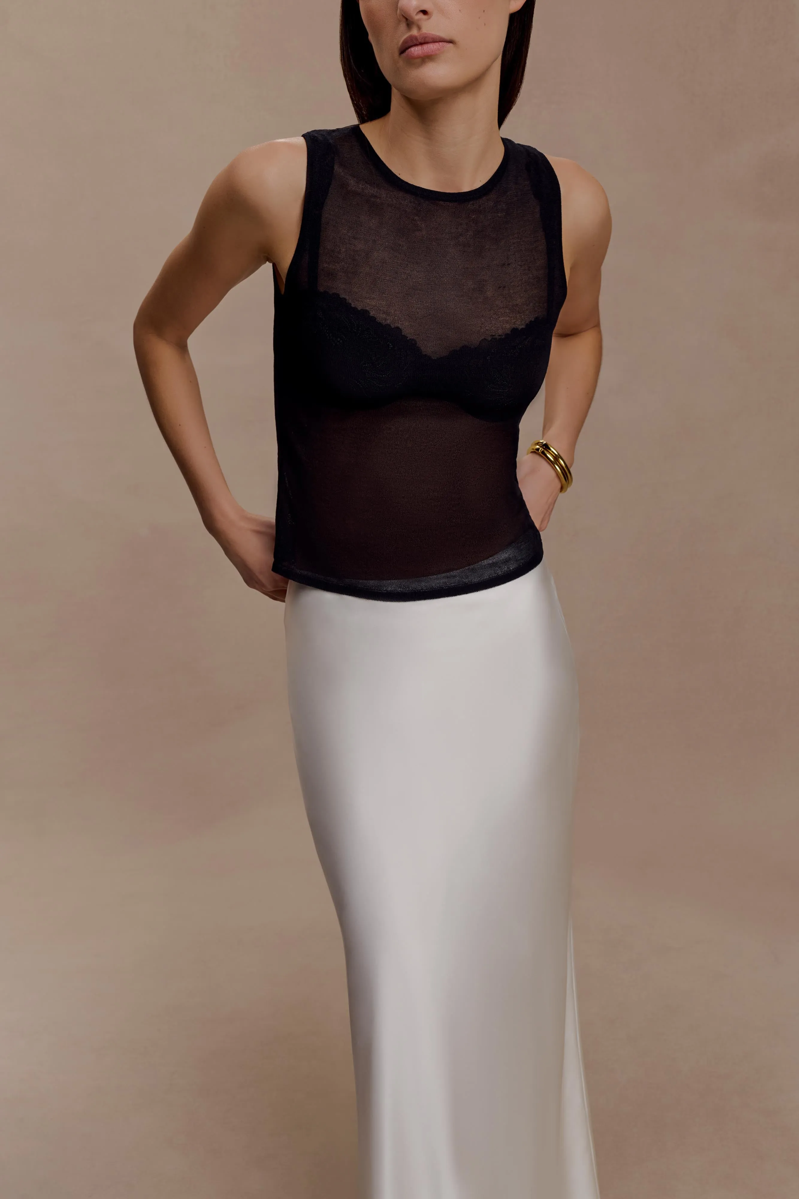 Sabrina Silk Blend Maxi Skirt - Ivory sold by Meshki product image thumbnail 3