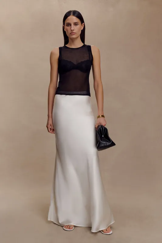 Sabrina Silk Blend Maxi Skirt - Ivory sold by Meshki