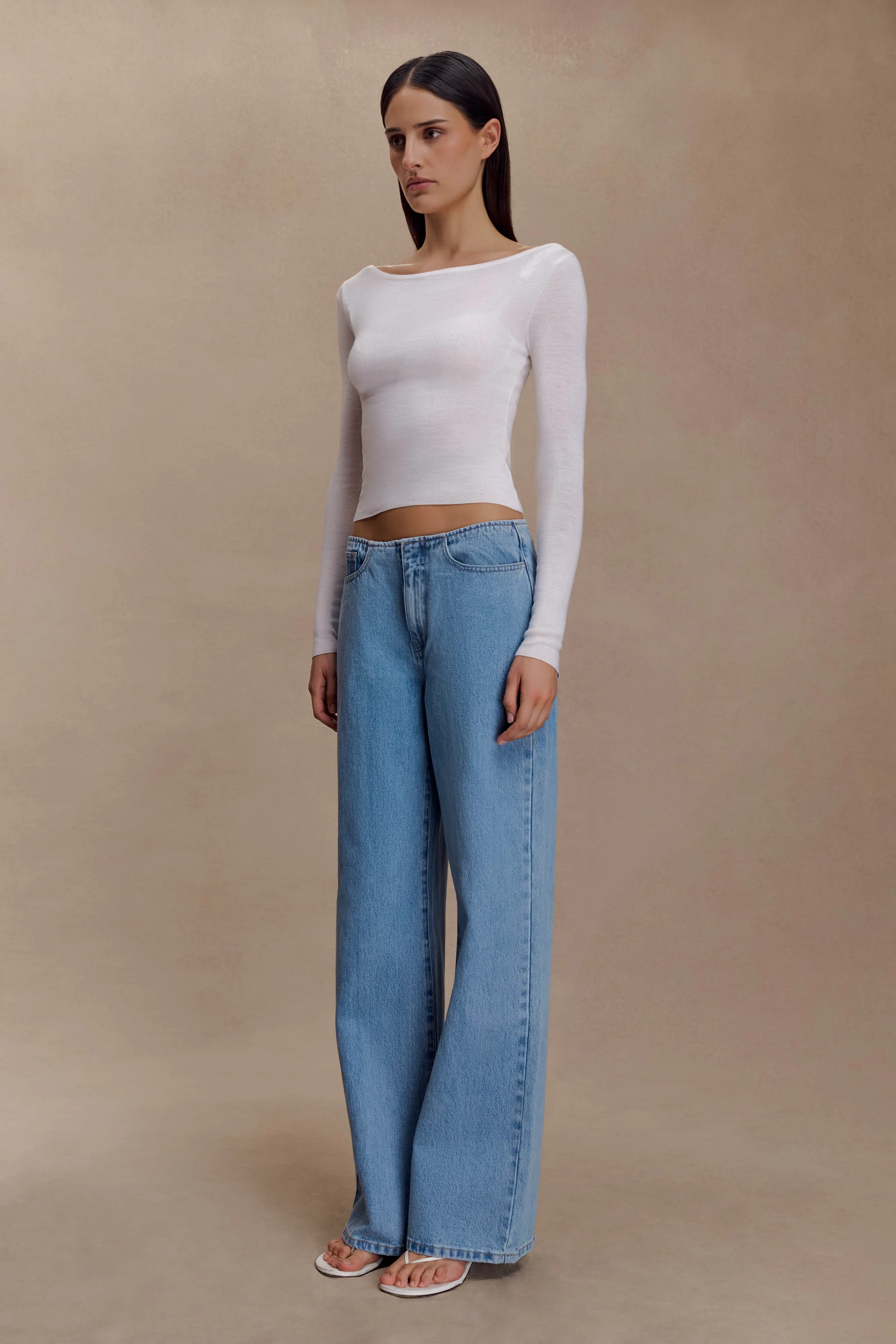 Paedyn Merino Wool Ribbed Long Sleeve Top - Ivory sold by Meshki product image thumbnail 5