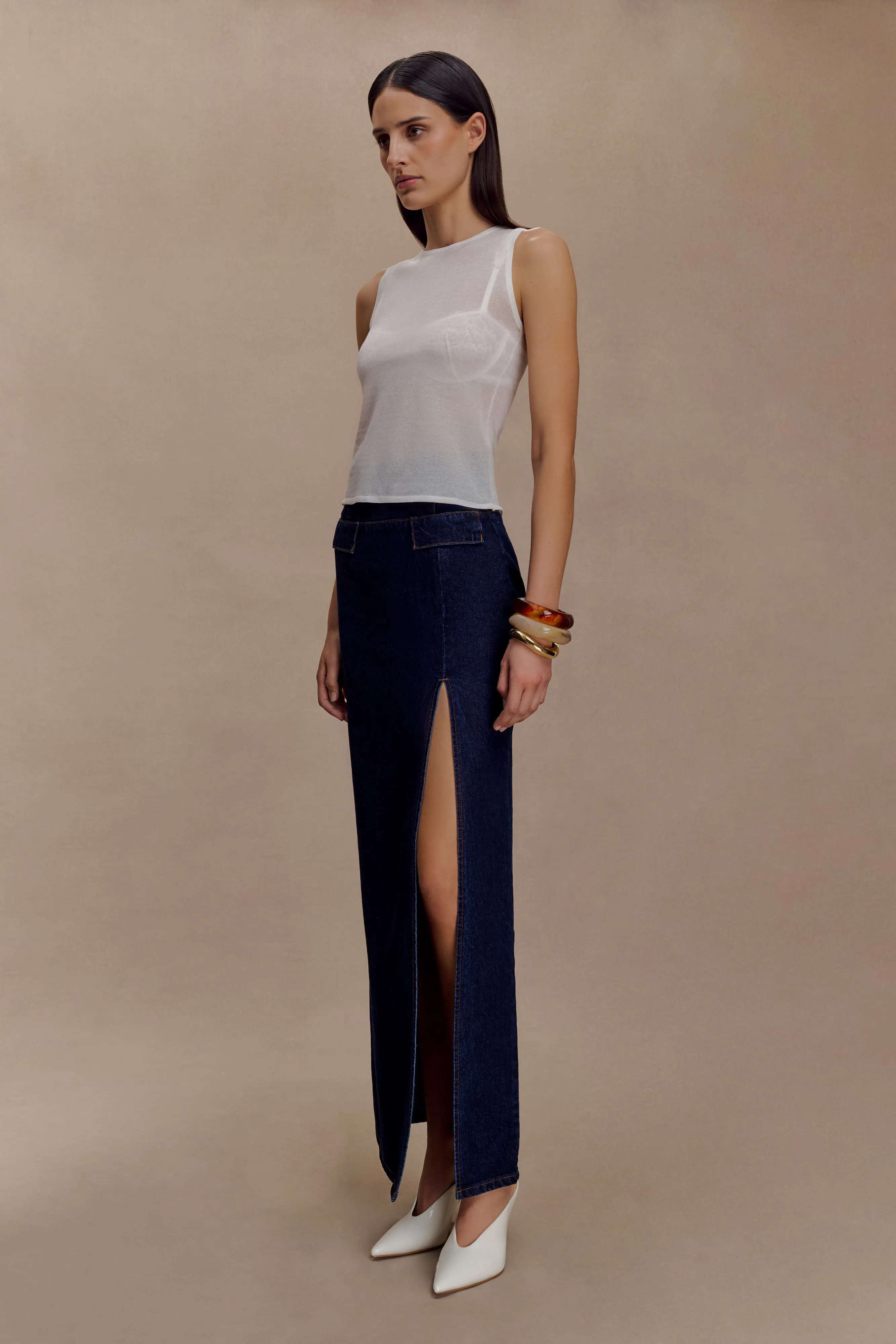 Dollie Sheer Knit Tank Top - Ivory sold by Meshki product image thumbnail 4