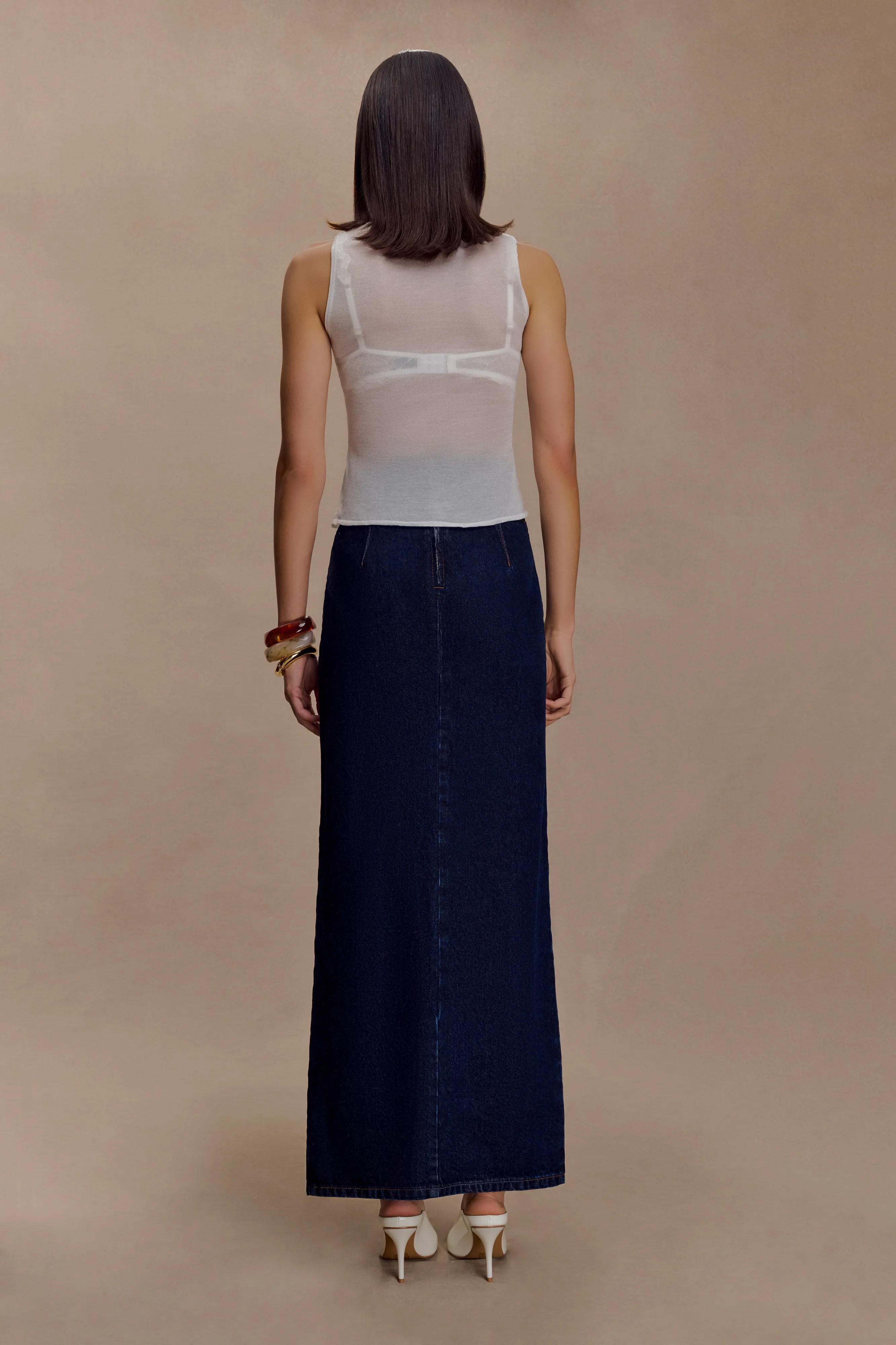 Dollie Sheer Knit Tank Top - Ivory sold by Meshki product image thumbnail 5