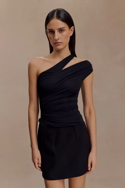 Anna One Shoulder Modal Top - Black sold by Meshki