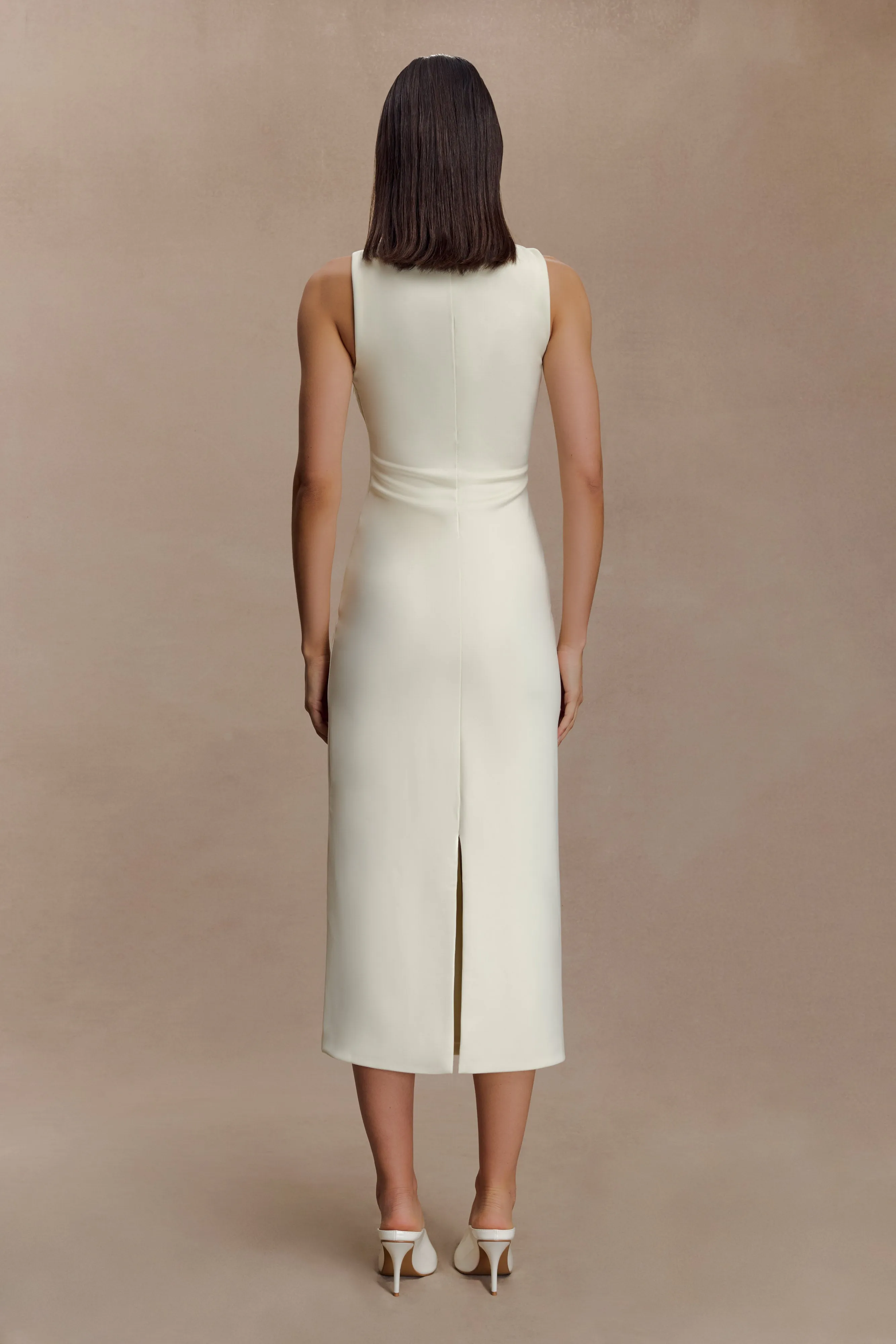 Norah Sleeveless Crepe Midi Dress - Ivory sold by Meshki product image thumbnail 2
