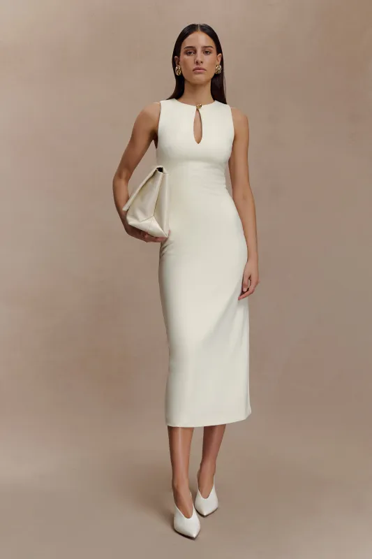 Norah Sleeveless Crepe Midi Dress - Ivory sold by Meshki