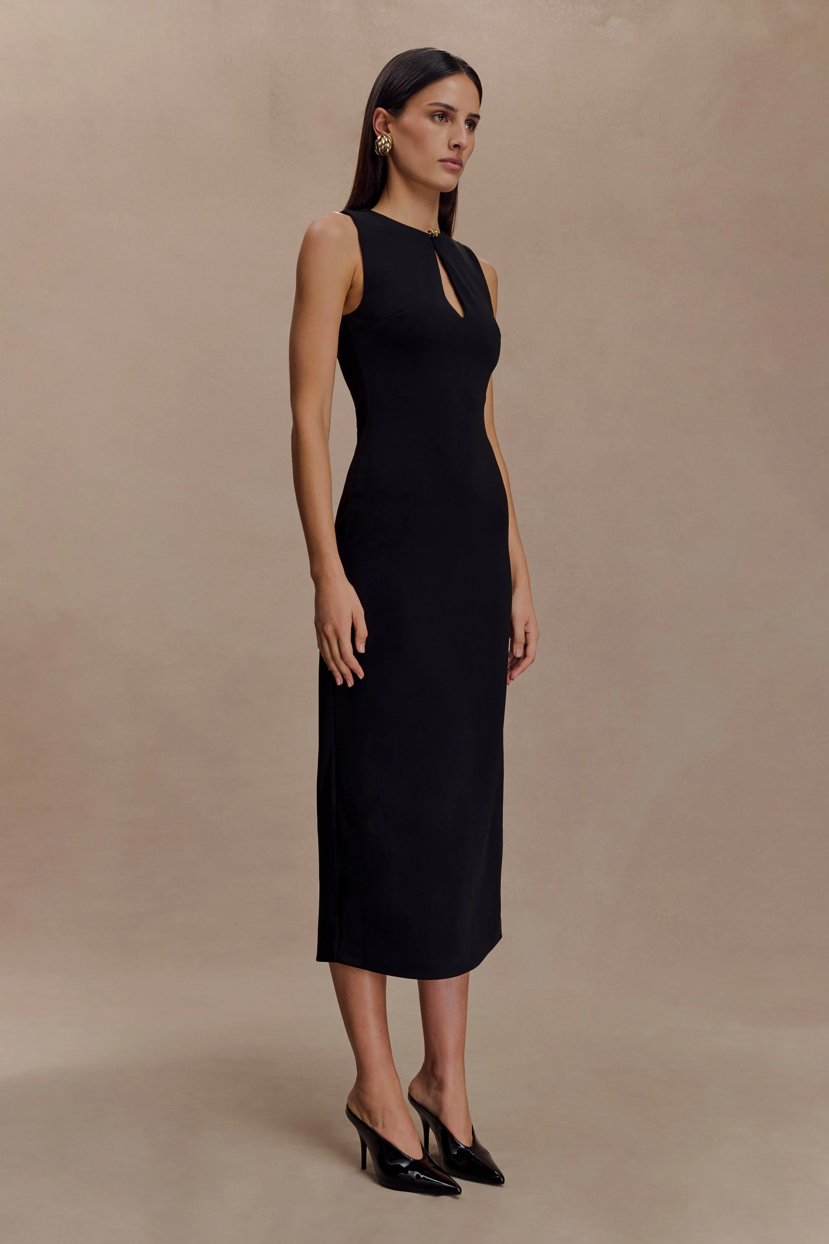 Norah Sleeveless Crepe Midi Dress - Black sold by Meshki product image thumbnail 4