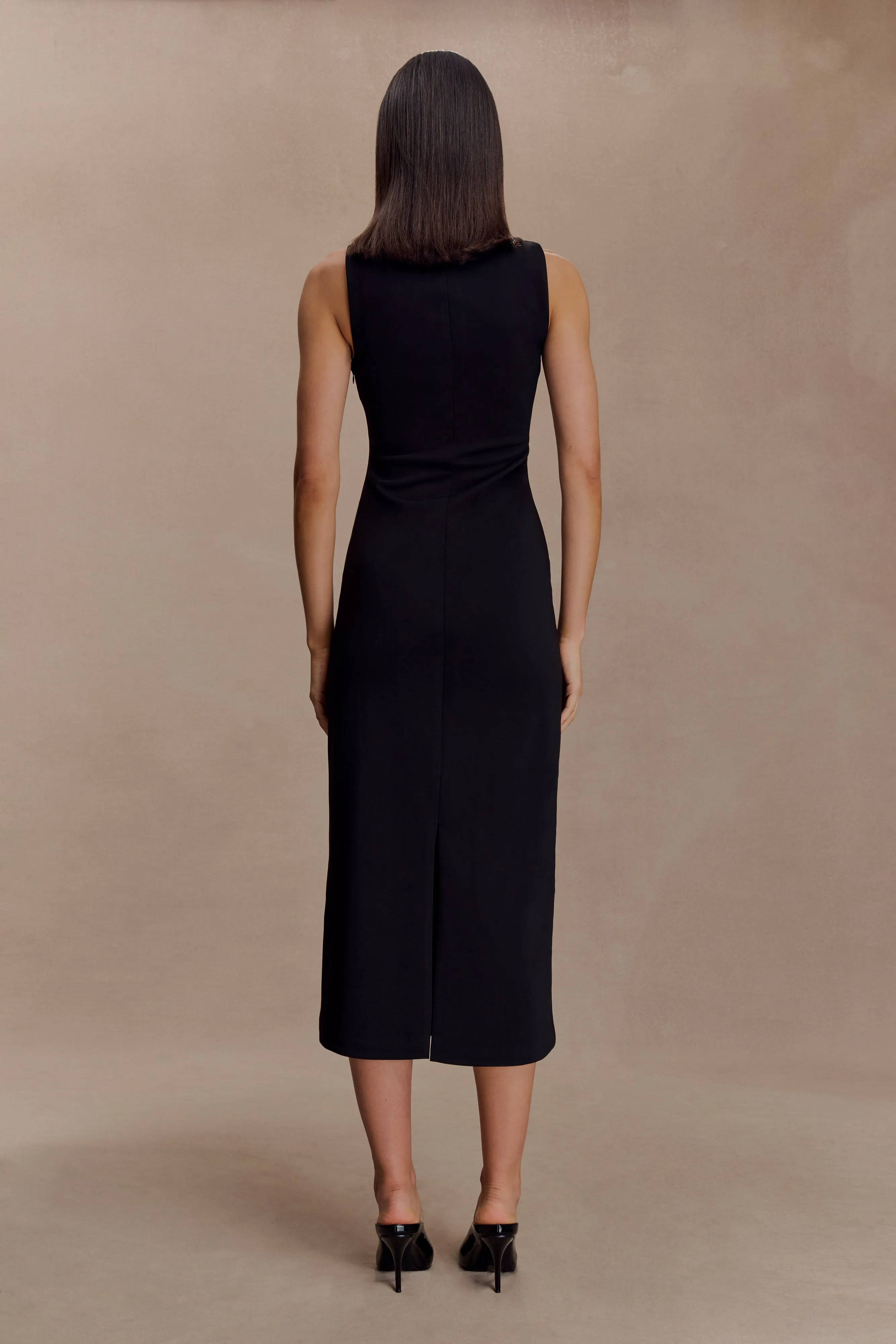 Norah Sleeveless Crepe Midi Dress - Black sold by Meshki product image thumbnail 2