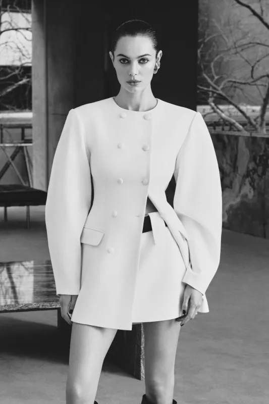 Gina Suiting Mini Skirt - Ivory sold by Meshki