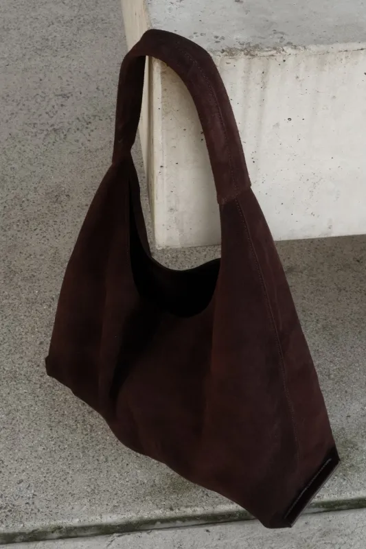 Hazel Slouchy Suede Bag - Burgundy sold by Meshki