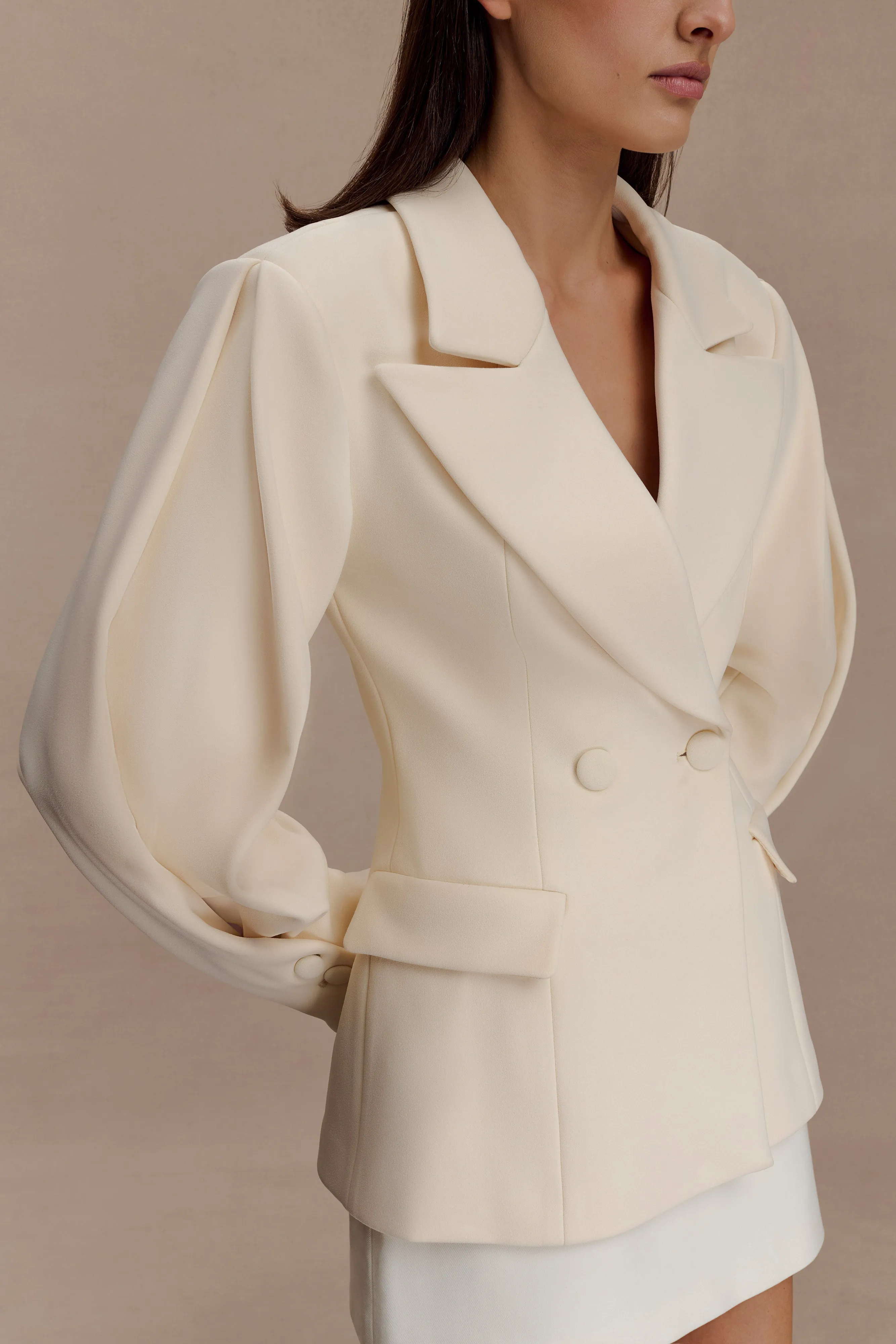 Wesley Structured Blazer - Buttercream sold by Meshki product image thumbnail 3