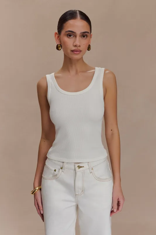 Maeva Scoop Tank Top - Ivory sold by Meshki