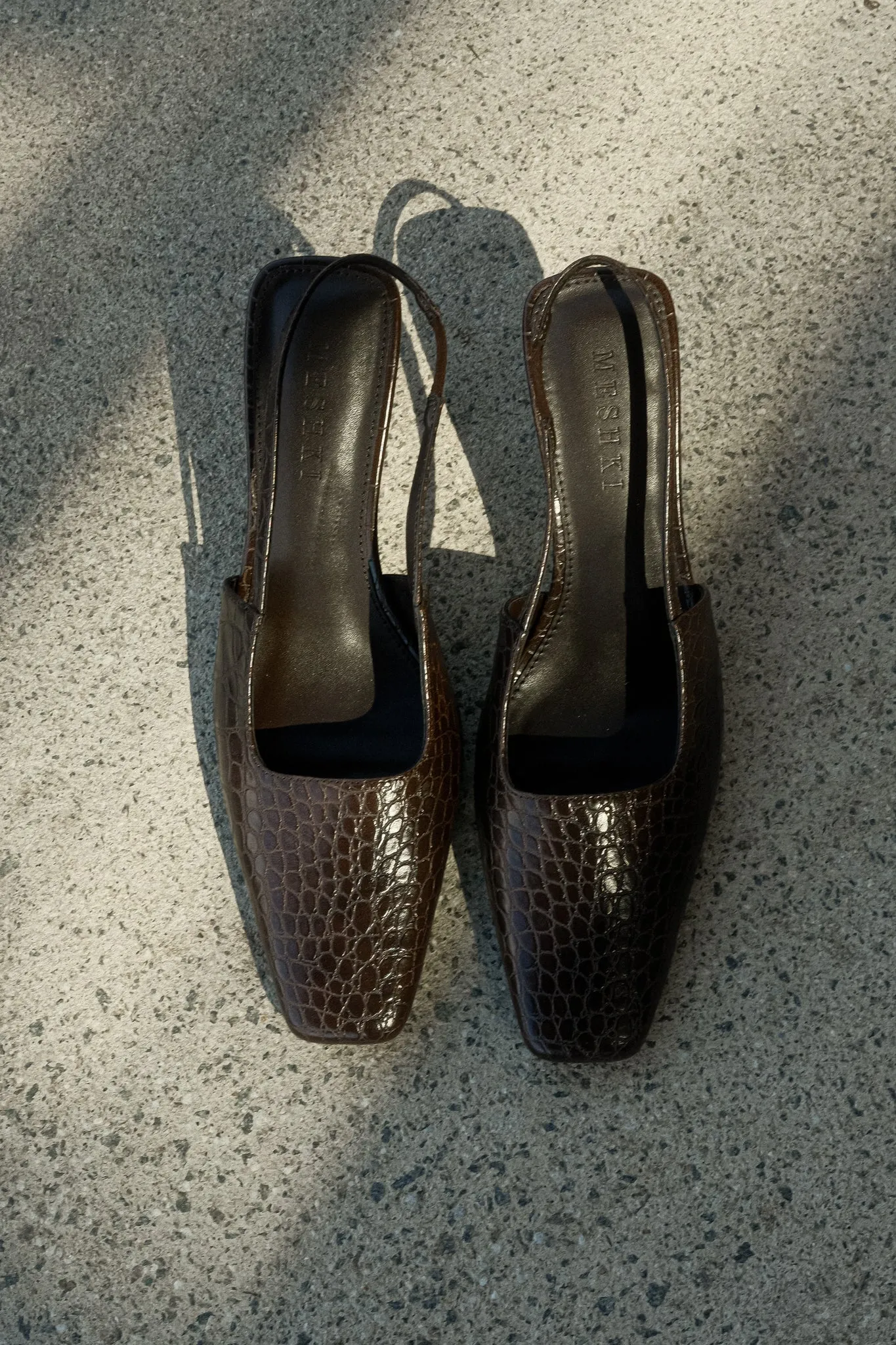 Maren Faux Leather Crocodile Heel - Chocolate sold by Meshki product image thumbnail 5